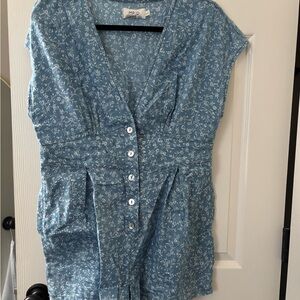 Blue Floral Chambray Romper